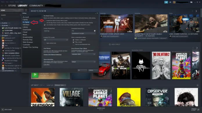Disable In-game Overlays on Steam